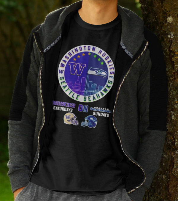 Washington Huskies Seattle Seahawks Huskies On Saturdays Seahawks On Sundays T-Shirt