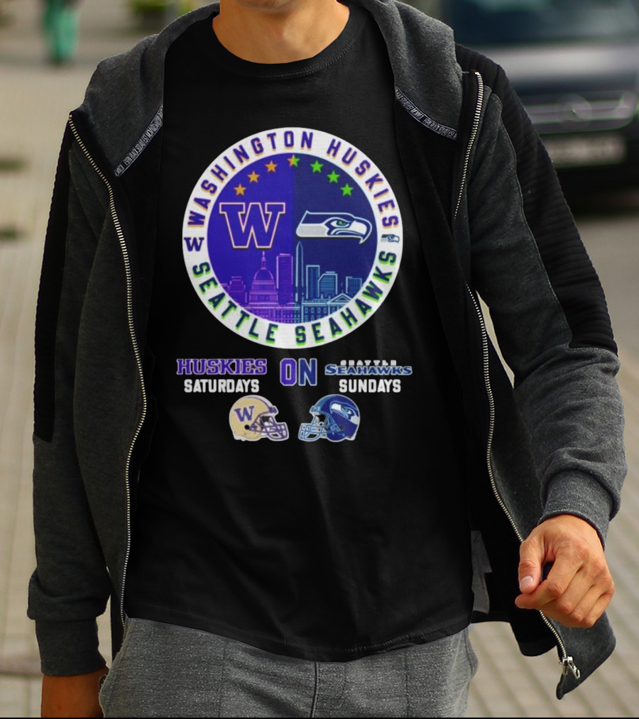 Washington Huskies Seattle Seahawks Huskies On Saturdays Seahawks On Sundays T-Shirt