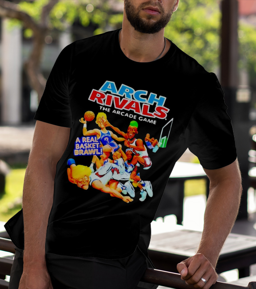 Arch Rivals Arcade Game A Real Basket Brawl Action Scene T-Shirt