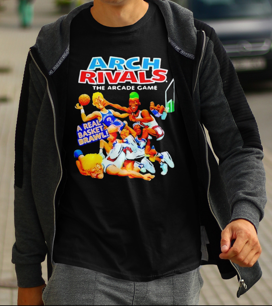 Arch Rivals Arcade Game A Real Basket Brawl Action Scene T-Shirt