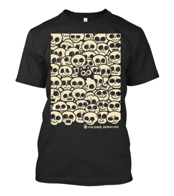 Our Super Adventure Skull Cat Surrounded By Skulls T-Shirt