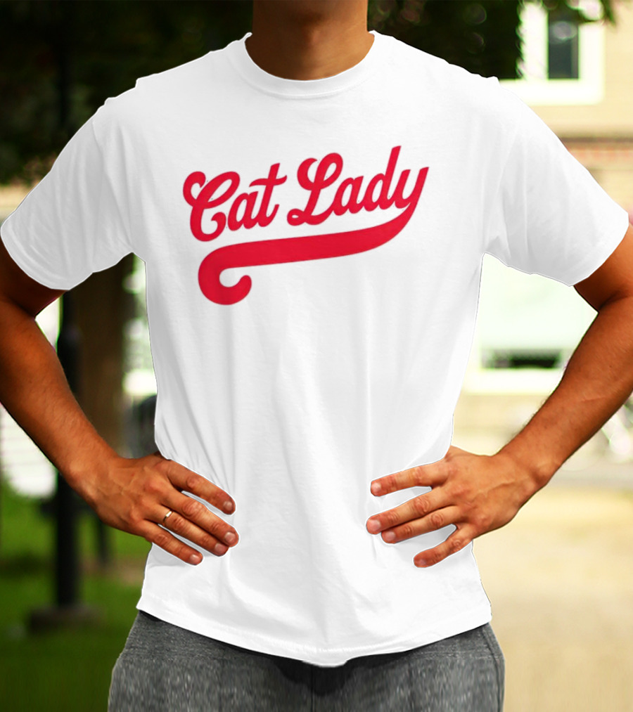 Cincinnati Reds Cat Lady Baseball Script Red T-Shirt