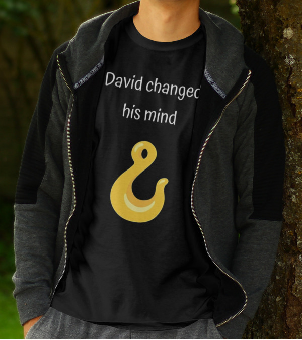 David Changed His Mind Hook Emoji Novelty Text T-Shirt