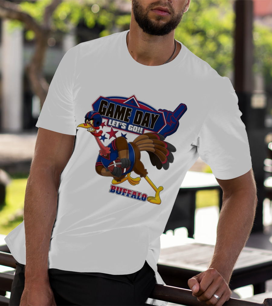 Game Day Let's Go Buffalo Football Turkey Mascot T-Shirt