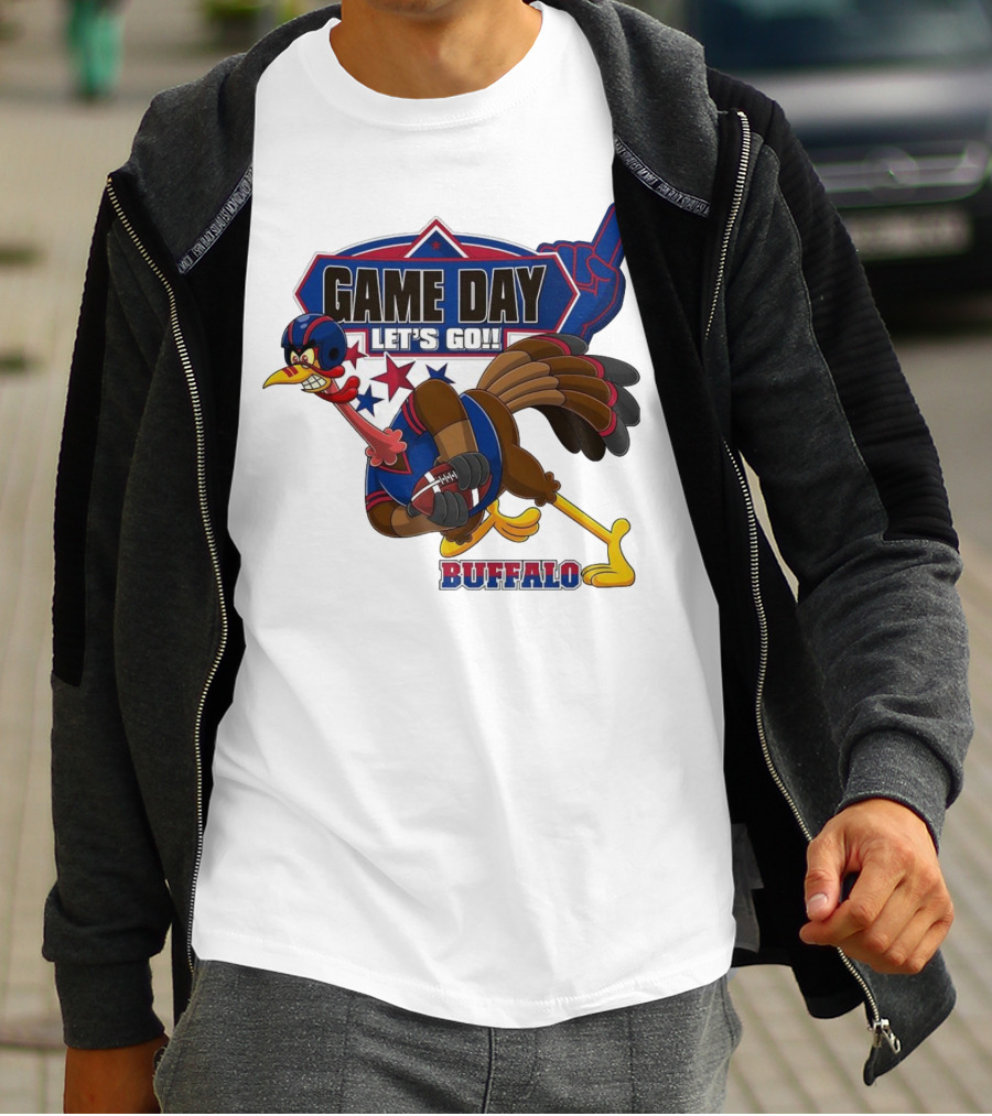 Game Day Let's Go Buffalo Football Turkey Mascot T-Shirt