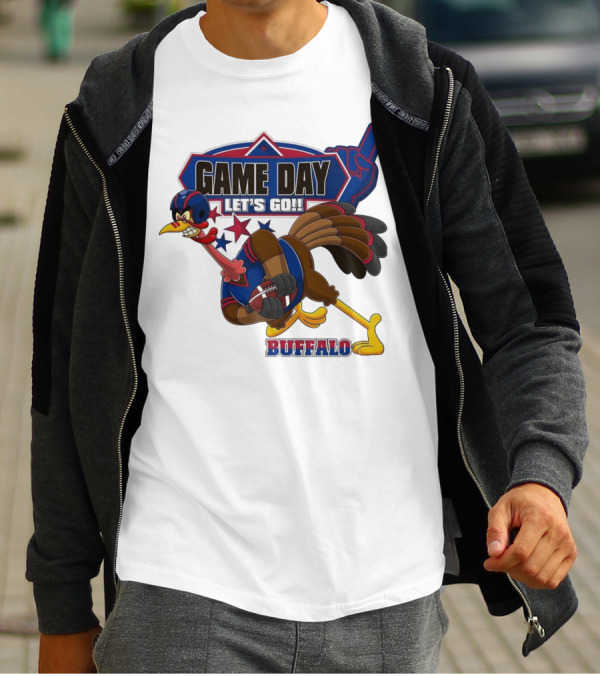 Game Day Let's Go Buffalo Football Turkey Mascot T-Shirt