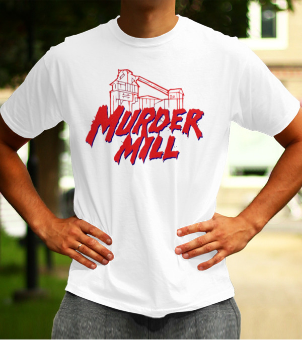 Murder Mill Haunted House Distressed Typography Iconic Building T-Shirt