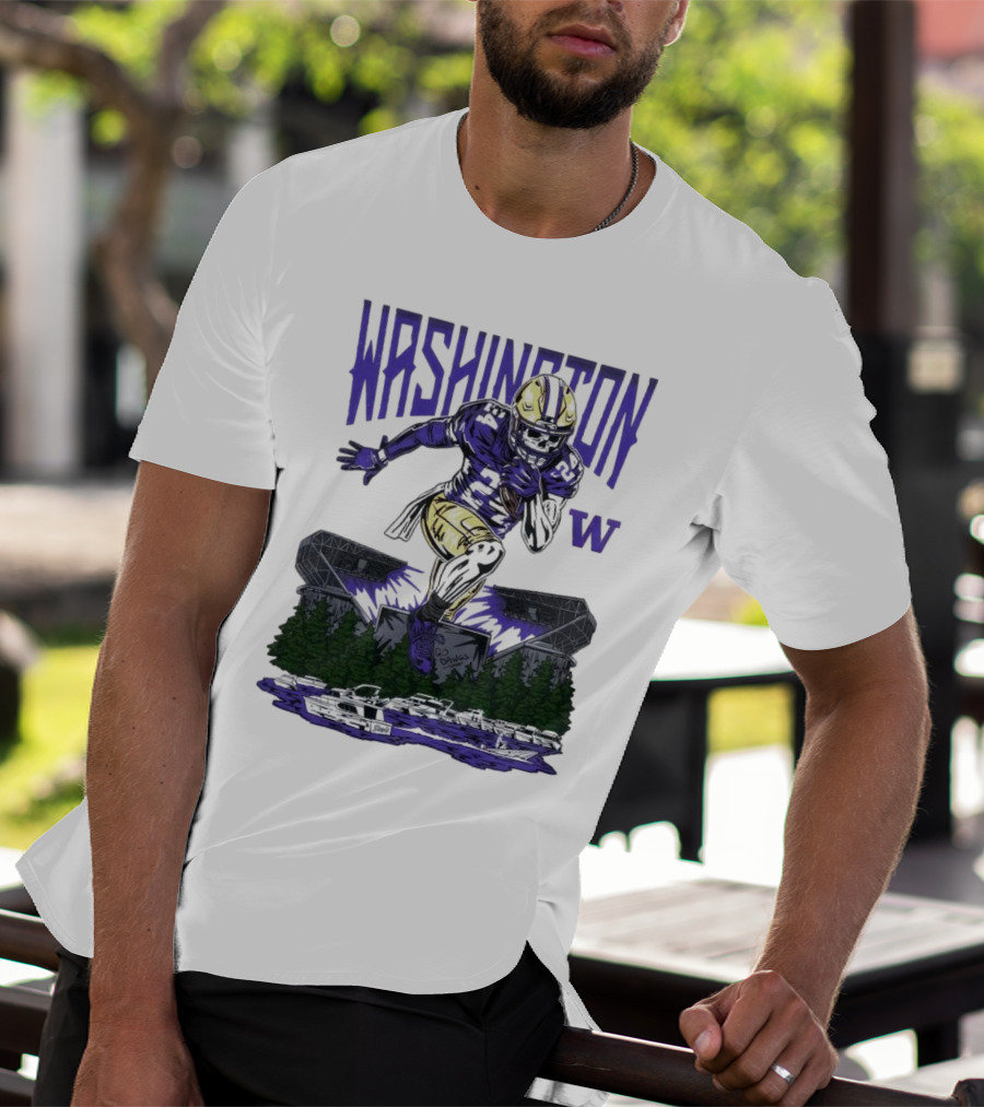 Washington Huskies Dawg Dash Immortal Football Stadium And Boats T-Shirt