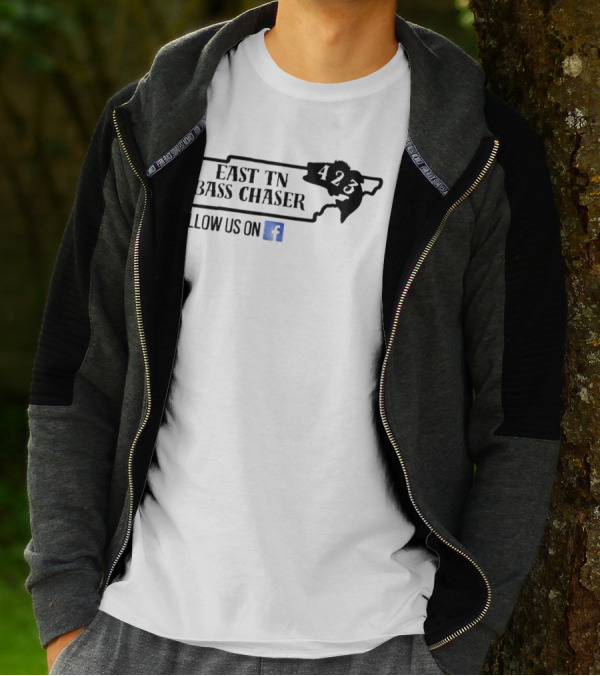East TN Bass Chaser 423 Follow Us On Facebook T-Shirt
