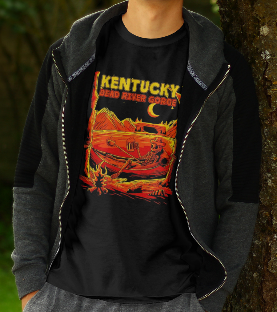 Kentucky Dead River Gorge Skeleton Hammock Campfire Scene T-Shirt