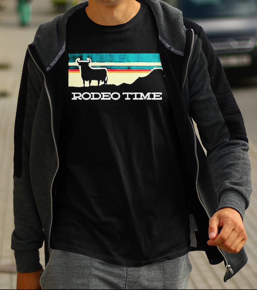 Rodeo Time Buffalo Silhouette Striped Sunset T-Shirt