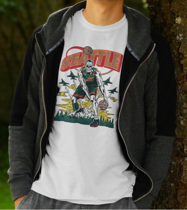 Seattle SuperSonics Skeleton Basketball Crossover T-Shirt