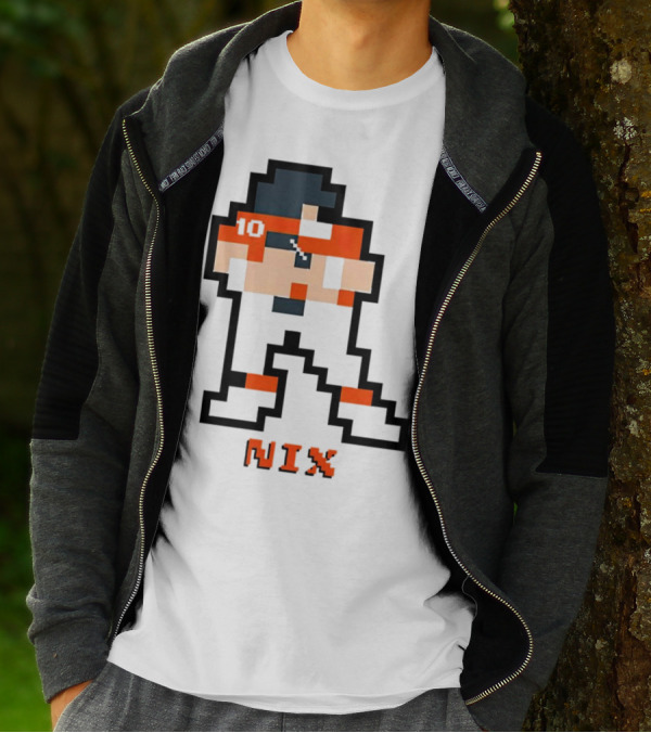 Bo Nix 8-Bit Pixel Art 10 Block Figure T-Shirt