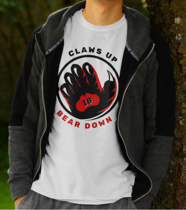 Claws Up Bear Down 18 Caleb Williams Chicago Bears T-Shirt
