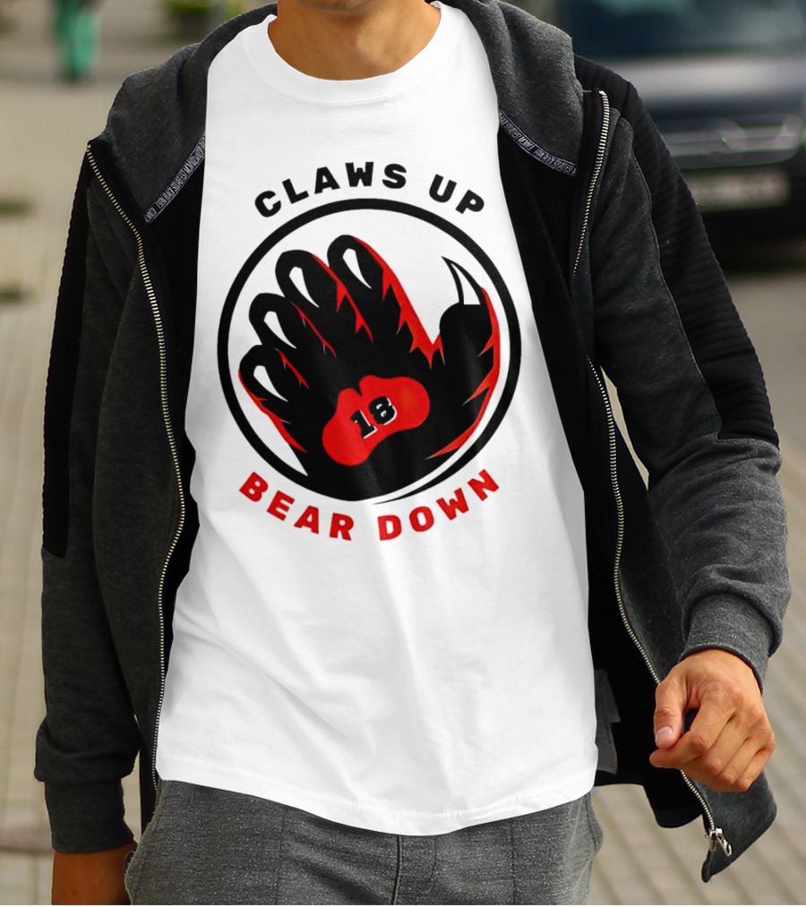 Claws Up Bear Down 18 Caleb Williams Chicago Bears T-Shirt