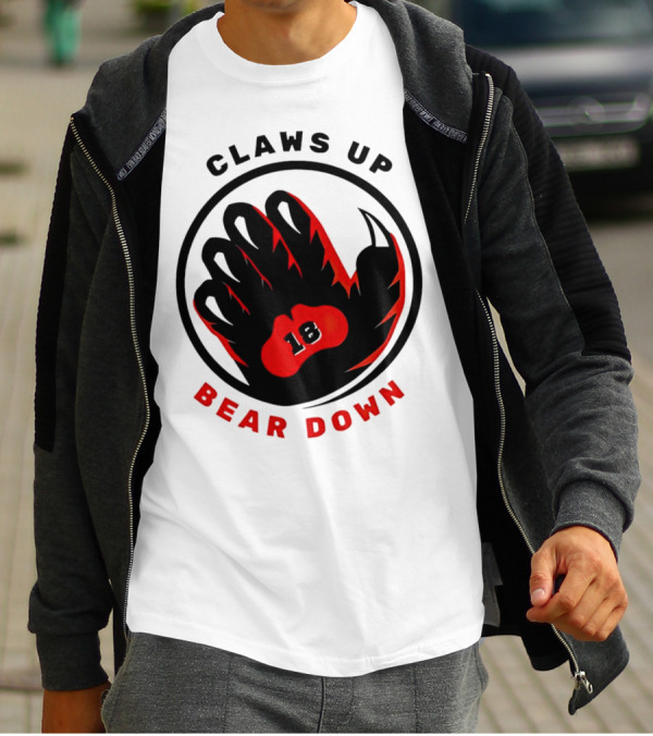 Claws Up Bear Down 18 Caleb Williams Chicago Bears T-Shirt