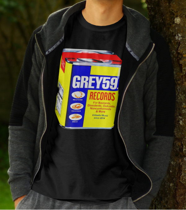 Grey59 Records Unlawful Music Nonconformists Seafood Chicken Meat Can T-Shirt