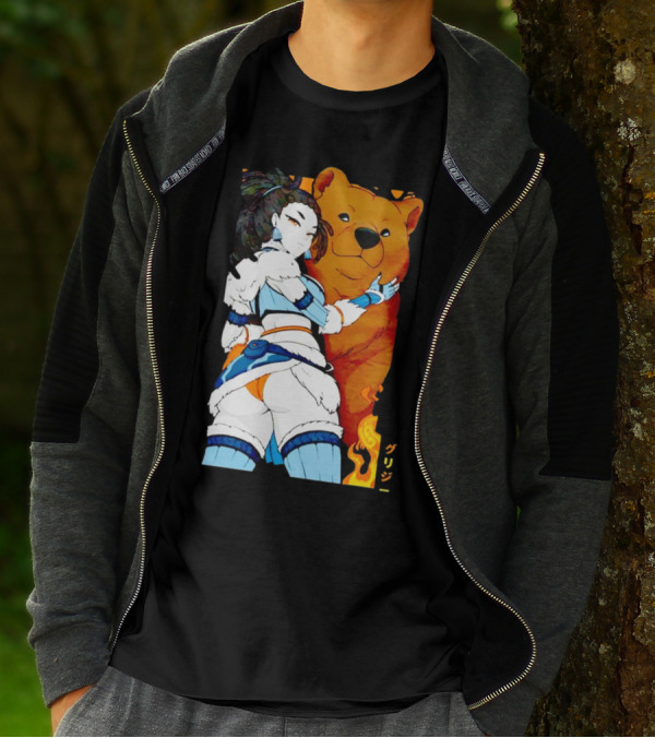 Grizzy X Gsupps Waifu Collab Anime Bear Fire T-Shirt