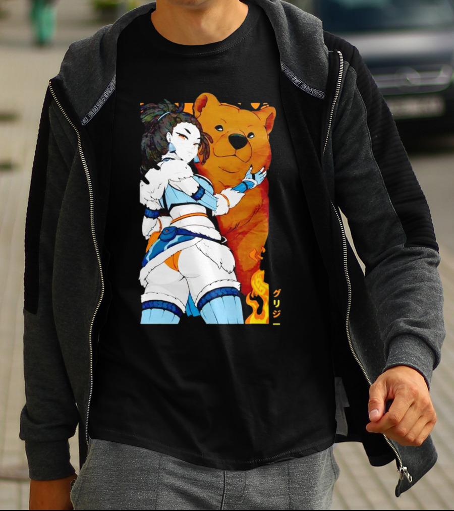 Grizzy X Gsupps Waifu Collab Anime Bear Fire T-Shirt