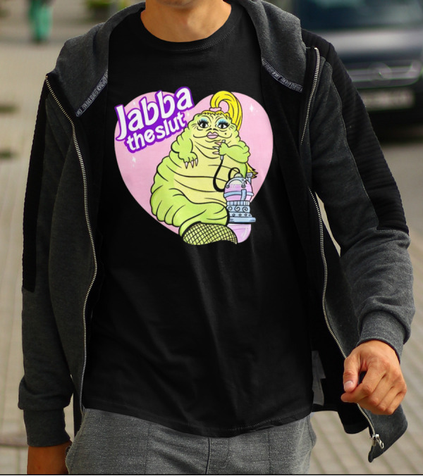 Jabba The Slut Parody Pink Heart Background T-Shirt