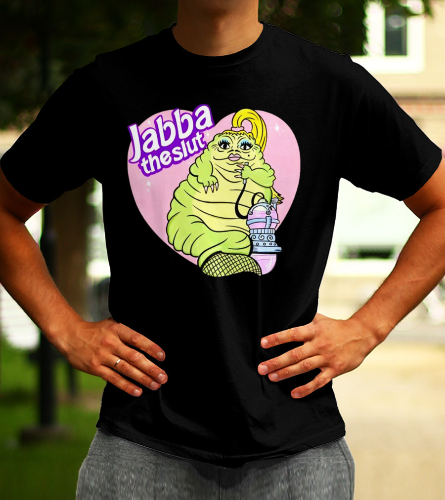 Jabba The Slut Parody Pink Heart Background T-Shirt