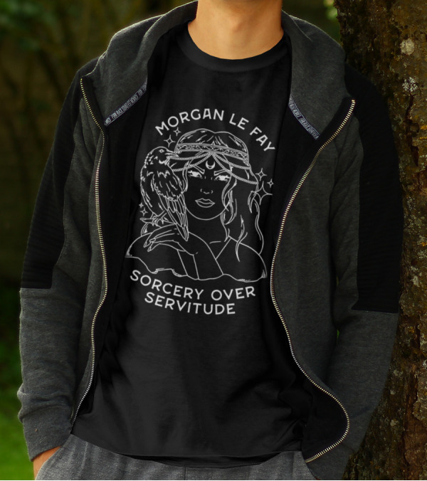 Morgan Le Fay Sorcery Over Servitude And Mystical Raven Companion T-Shirt