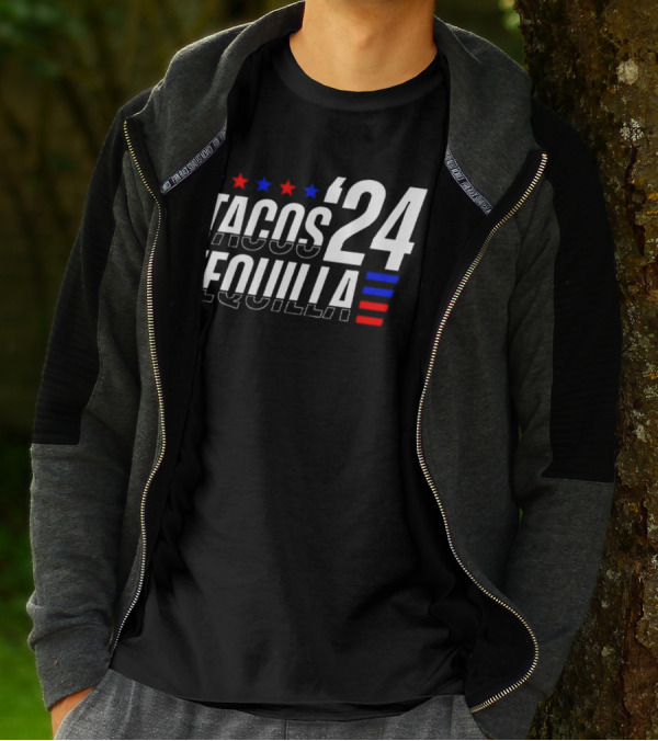 Tacos Tequila 24 Stars Red Blue T-Shirt