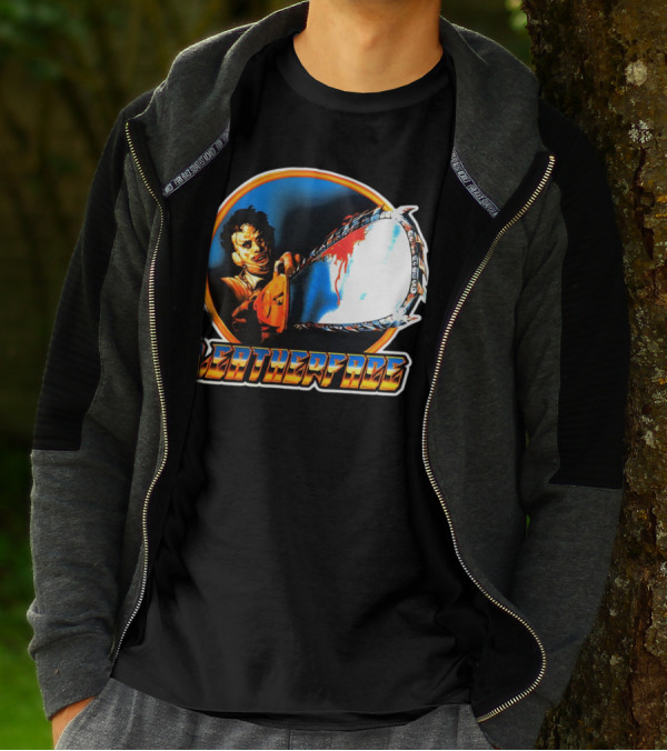 Texas Chainsaw Massacre Leatherface Vintage Horror Chrome Chainsaw T-Shirt