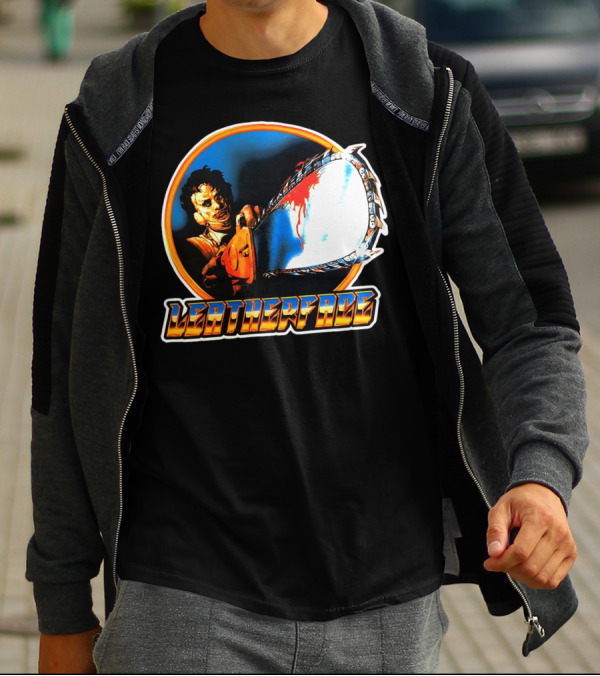 Texas Chainsaw Massacre Leatherface Vintage Horror Chrome Chainsaw T-Shirt