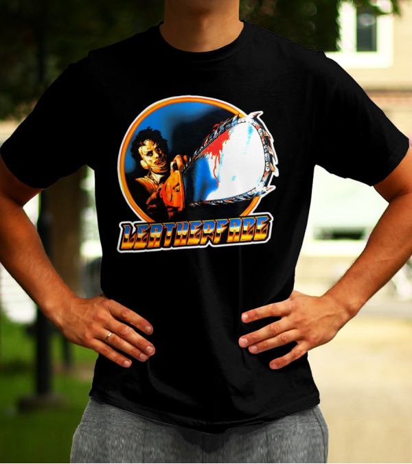 Texas Chainsaw Massacre Leatherface Vintage Horror Chrome Chainsaw T-Shirt