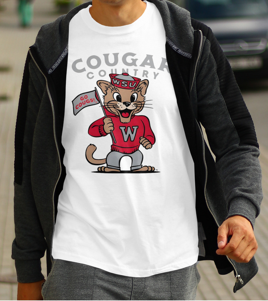 WSU Cougar Football Cougar Country Go Cougs Mascot T-Shirt