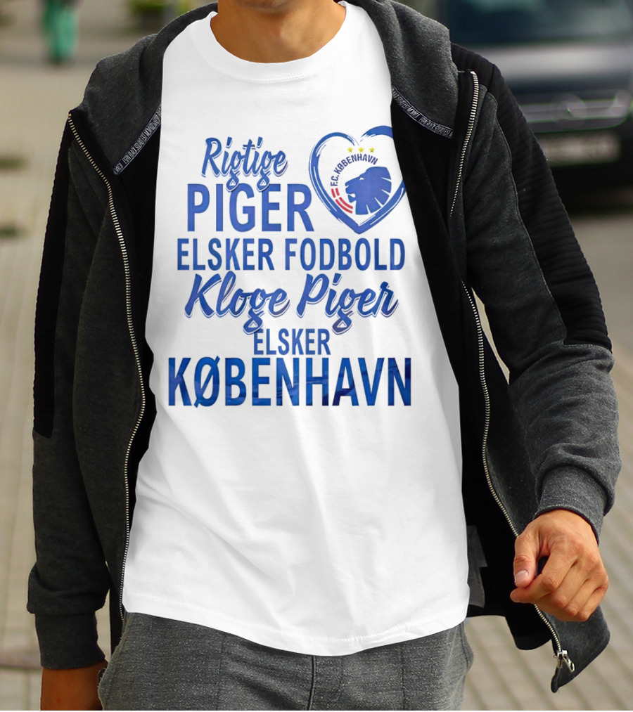 Rigtige Piger Elsker Fodbold Kloge Piger Elsker København FC T-Shirt