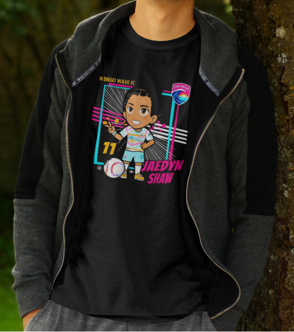 San Diego Wave FC Jaedyn Shaw 11 Chibi Soccer Player With Team Badge T-Shirt