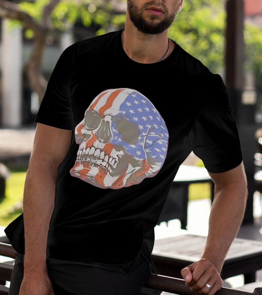 Skull With American Flag T-Shirt