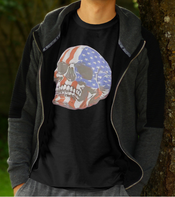 Skull With American Flag T-Shirt