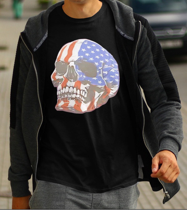 Skull With American Flag T-Shirt
