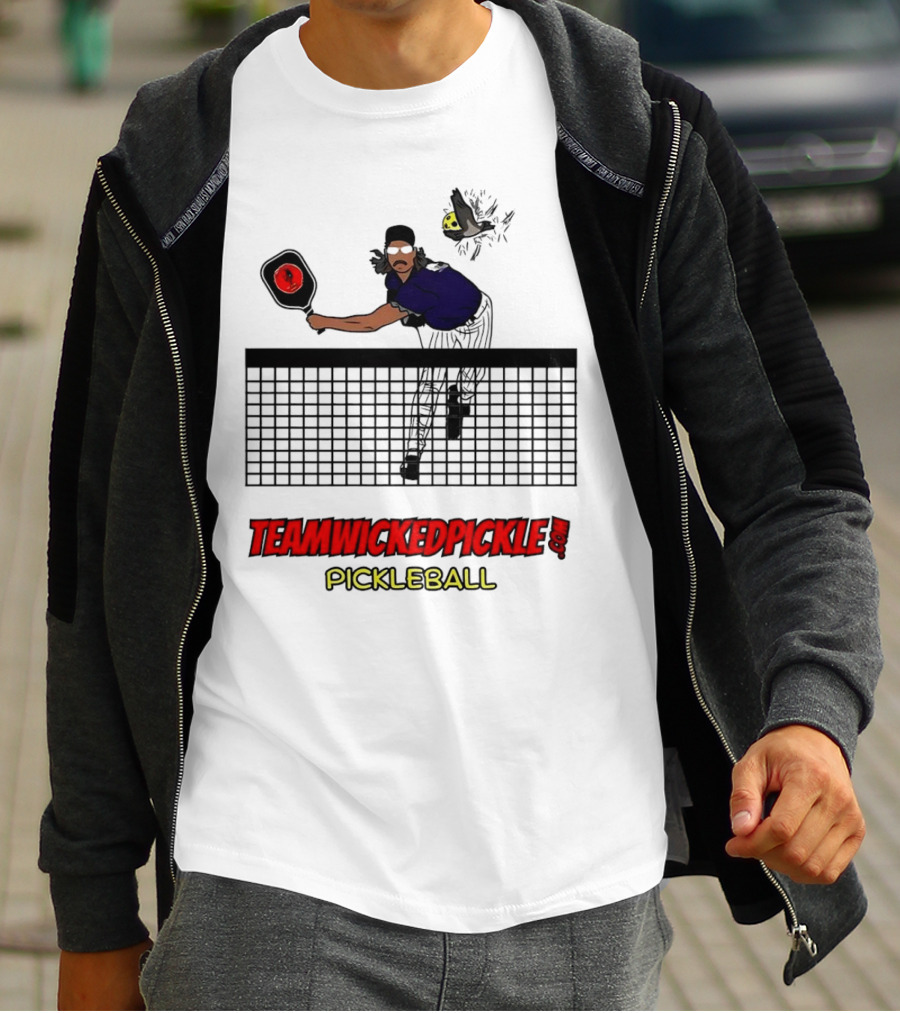 TEAMWICKEDPICKLE.COM Pickleball Player Action Scene T-Shirt