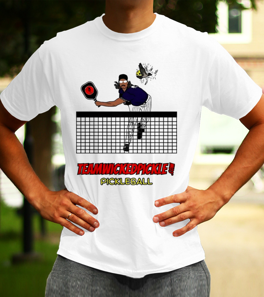 TEAMWICKEDPICKLE.COM Pickleball Player Action Scene T-Shirt