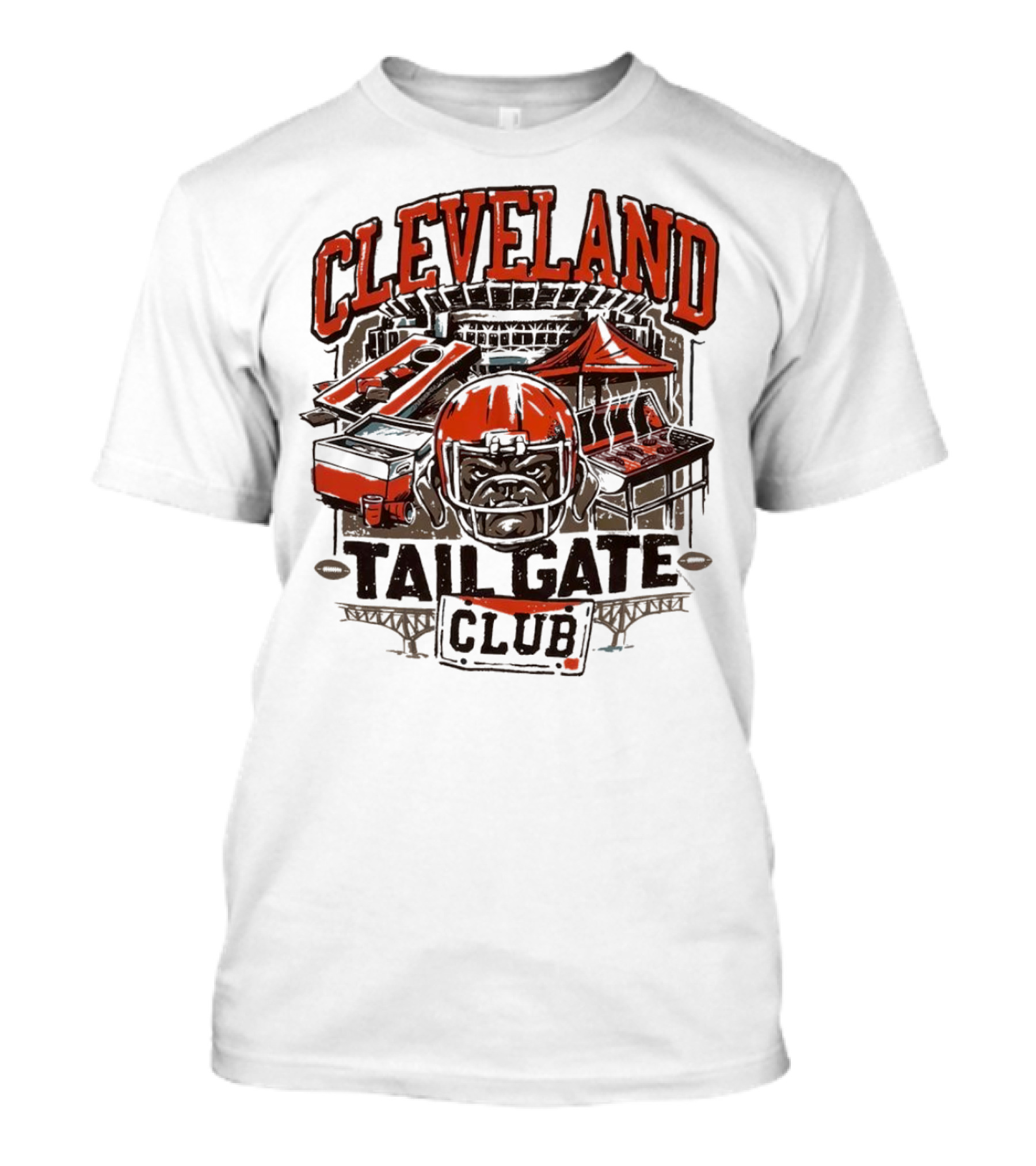 Cleveland Browns Tailgate Club Stadium Cornhole Helmet Grill T-Shirt