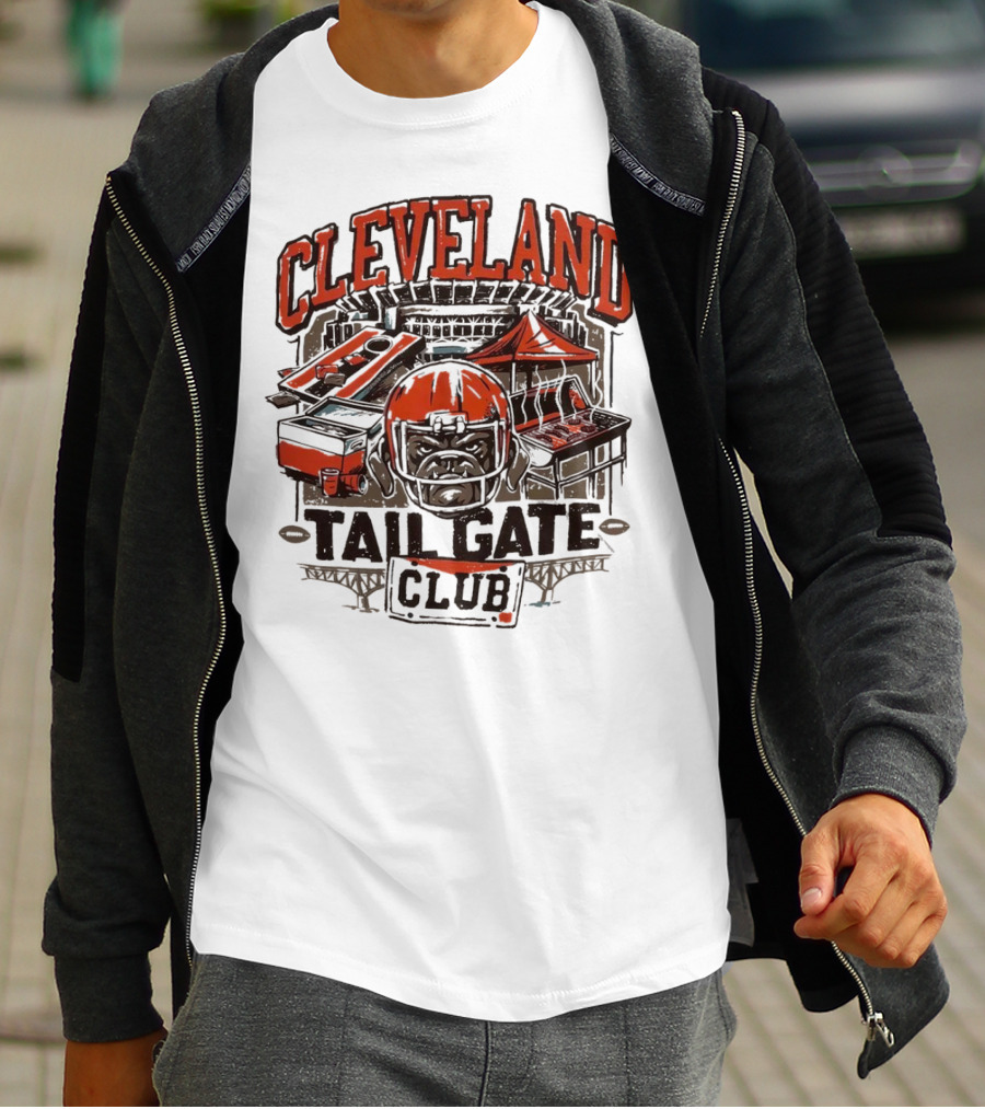 Cleveland Browns Tailgate Club Stadium Cornhole Helmet Grill T-Shirt