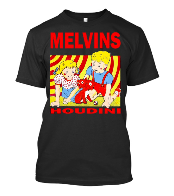 Melvins Houdini Late 00s Jerks Kids With Red Dog And Swirling Red Yellow Background T-Shirt