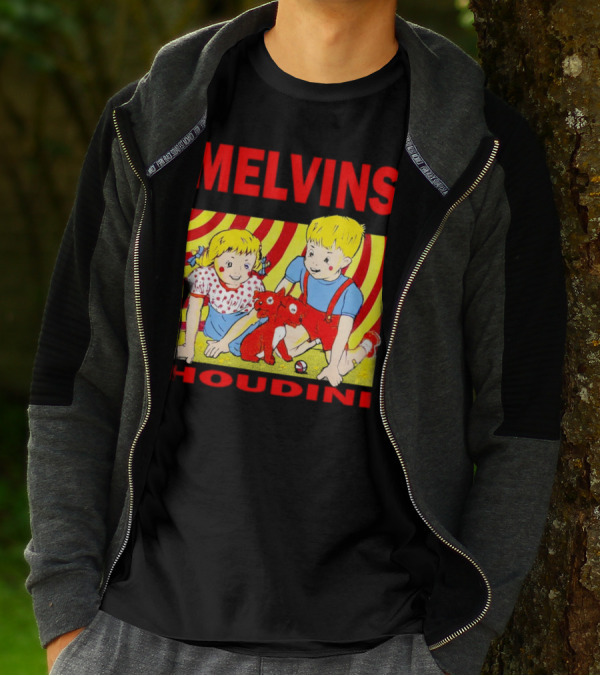 Melvins Houdini Late 00s Jerks Kids With Red Dog And Swirling Red Yellow Background T-Shirt