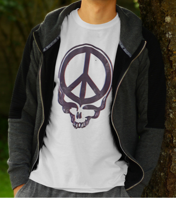 Peace Symbol Within Grateful Dead Skull T-Shirt