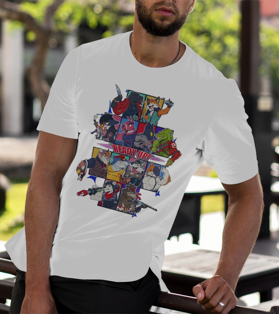 Ready Up Honoring Dragoneer’s Legacy Anthro Characters Grid With Weapons T-Shirt