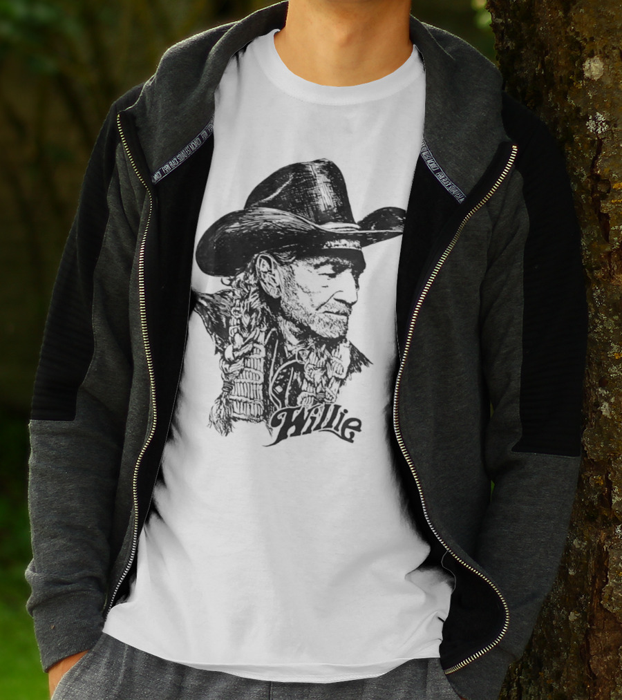 Willie Nelson Cowboy Hat Braid Classic Sketch T-Shirt