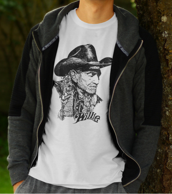 Willie Nelson Cowboy Hat Braid Classic Sketch T-Shirt