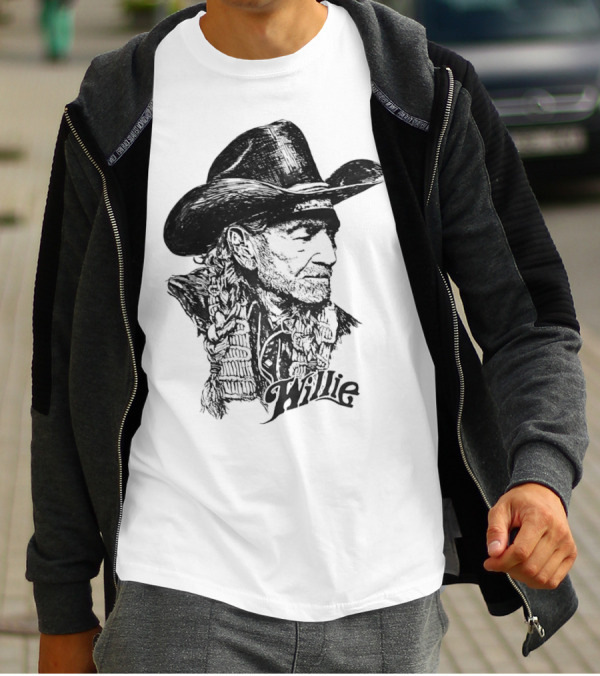 Willie Nelson Cowboy Hat Braid Classic Sketch T-Shirt