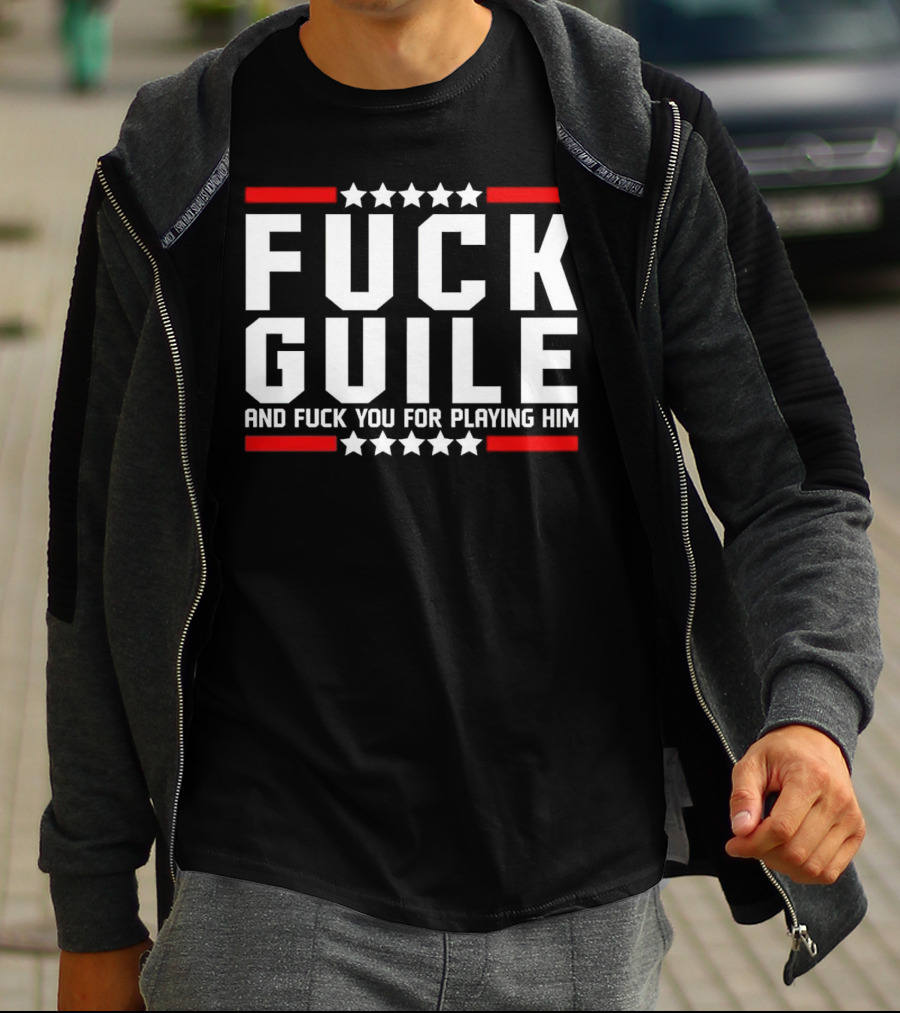 Fck Guile And Fck You For Playing Him Star Pattern Red Stripes T-Shirt