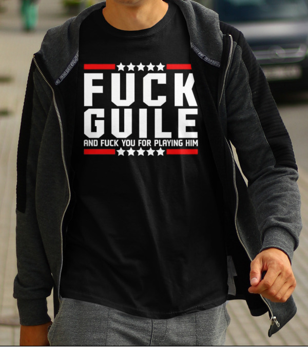 Fck Guile And Fck You For Playing Him Star Pattern Red Stripes T-Shirt