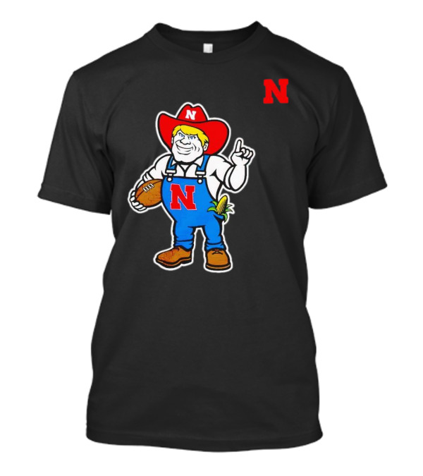 Nebraska Cornhuskers Mascot Holding Football With Corn And N T-Shirt